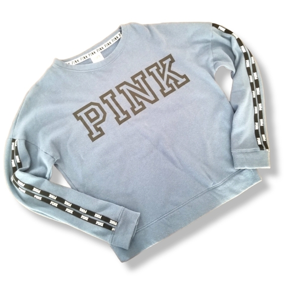 Victoria's Secret Pink Graphic Print Sweatshirt XS Oversized Blue - Picture 1 of 7